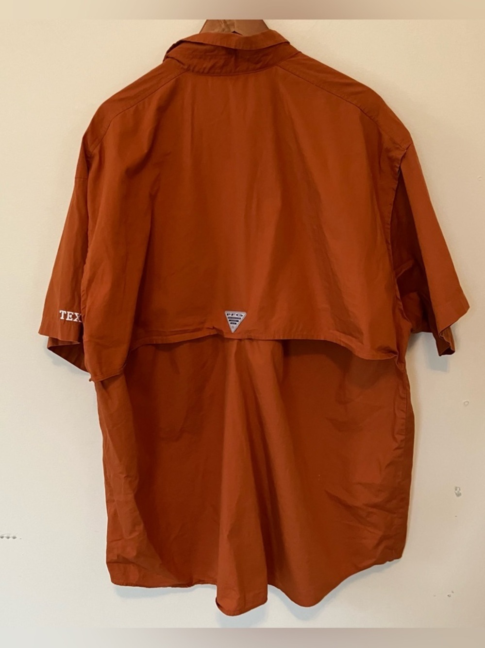 Columbia PFG Vented Fishing Shirt Men’s Sz 2XL Orange Short Sleeve Longhorns - Picture 9 of 9